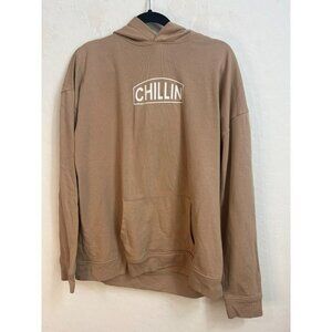 Thereabouts Vintage Look 90s Boys Graphic Hoodie Tan White "Chillin" Boys Sz XL